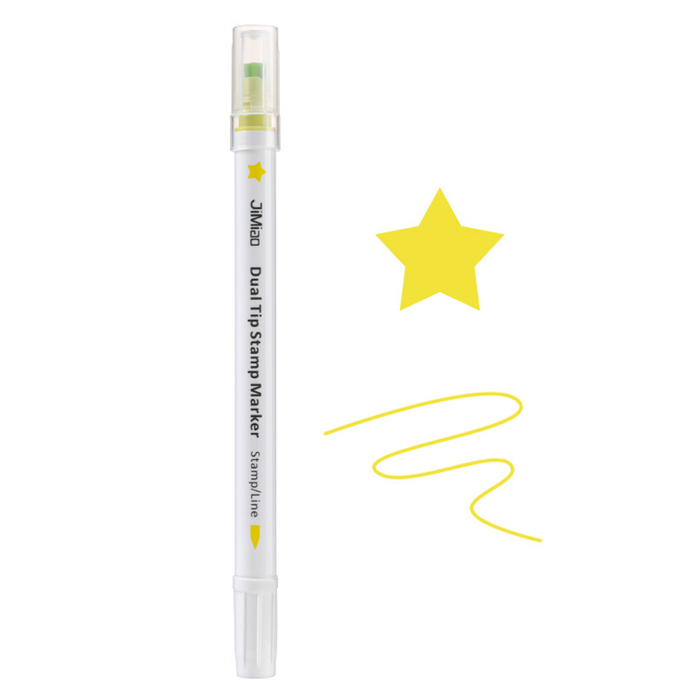 6 Color Stamps Double Headed Highlighter Pen Star Heart Moon Drop Square Fluorescent Pen Student Scrapbook Diary Art Drawing Marker Pen School Stationery Supplies