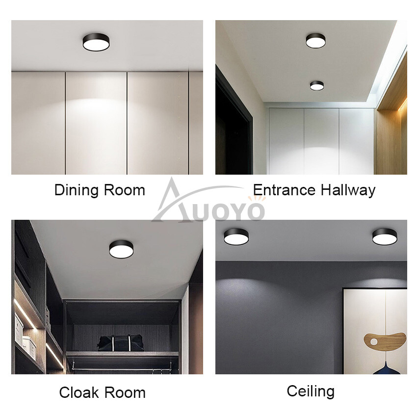Auoyo bảng LED ánh sáng văn phòng đèn trần 5W 12W Mini Chiếu Sáng trong nhà nhỏ đèn ban đêm gọng dáng tròn Downlight chiếu sáng hiện đại bề mặt/lõm gắn chiếu sáng nội thất Đèn gắn tường tiết kiệm năng lượng cho cửa phòng khách gia đình phòng tắm nhà bếp