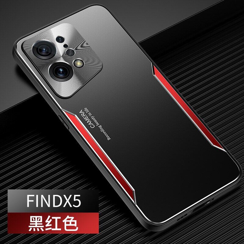 For OPPO Find X5 / Pro Mecha Design Matte Metal Back Phone Case Hit Stitching Color Anti-Scratch Soft TPU Camera Protector Shell