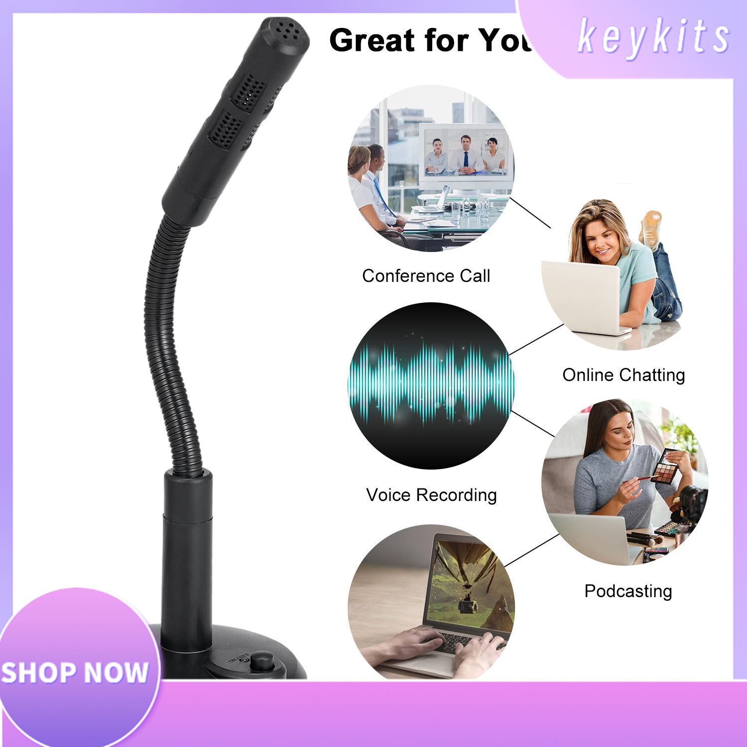 -Micro Để Bàn USB, Máy Tính Xách Tay Máy Tính Đa Hướng Cắm Và Chạy Mic Để Ghi Âm Chơi Game Trên Máy Tính Cuộc Họp Hát Trò Chuyện