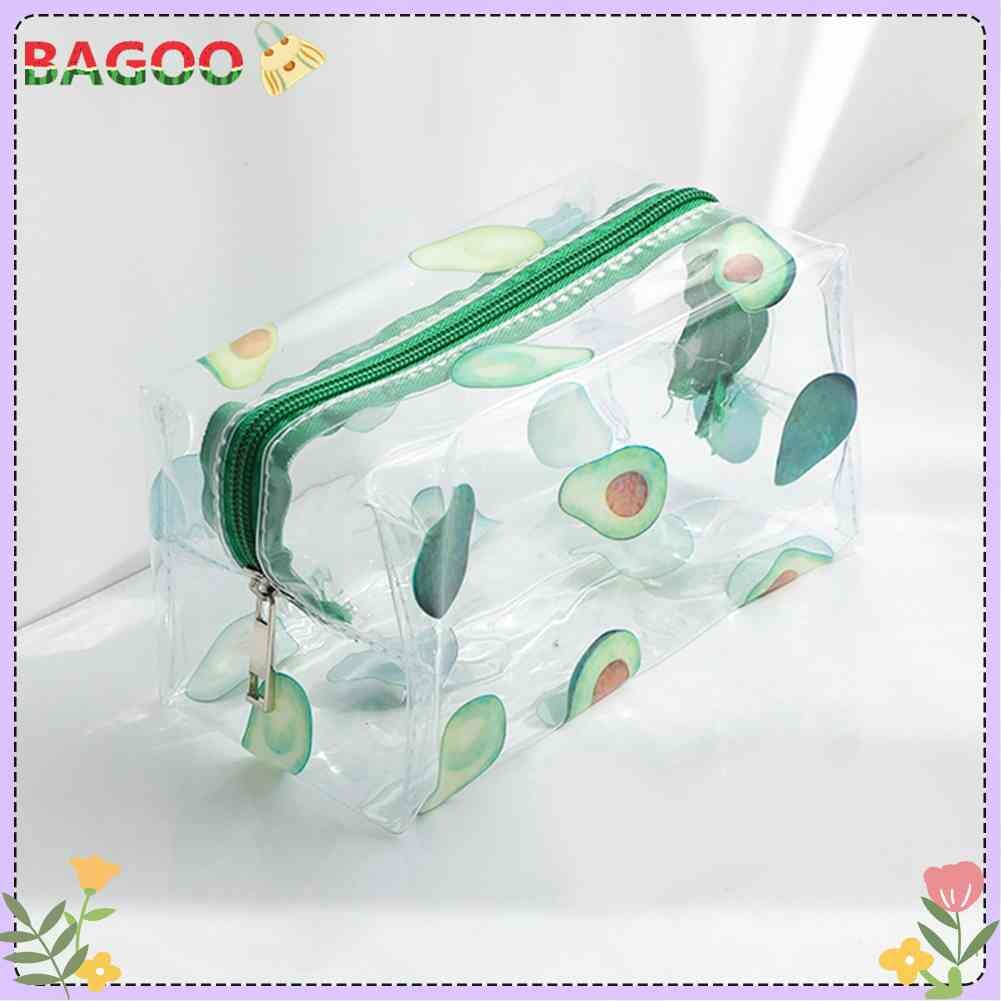 Clear PVC Cosmetic Bag Transparent Fruit Avocado Cosmetic Organizer Small Waterproof Multi-function for Women Girls Pen Storage Case