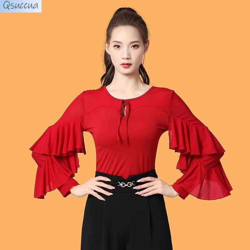 Four Seasons Stretch Fabric Mesh Jitterba Square Dance Team Performance Top