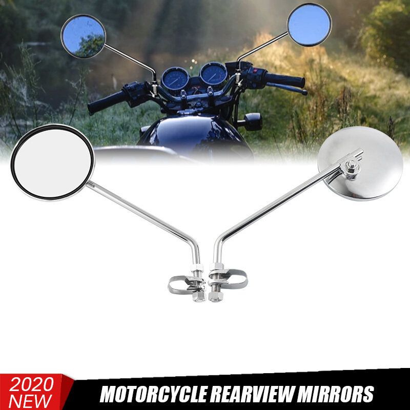 Xe Máy 7/8 Inch 22Mm Tay Lái Tròn Bằng Crôm Gương Chiếu Hậu Cho Xe Đạp Xe Tay Ga Gương Bên Phụ Kiện Mô Tô Espejos Moto