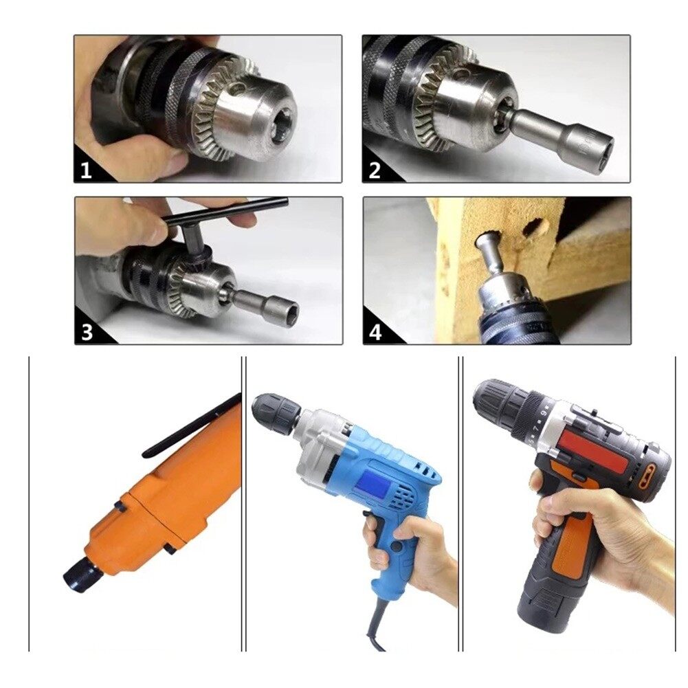 (fast Shipping)150mm Long 6mm-19mm Hexagon Nut Driver Drill Bit Socket Wrench Extension Sleeve(With High Quality)