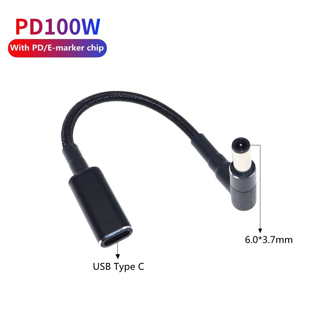 100W USB C Female to 6.0*3.7mm Male Plug Adapter Converter USB Type C PD Fast Charging Cable Cord for A-s-u-s Laptop PC