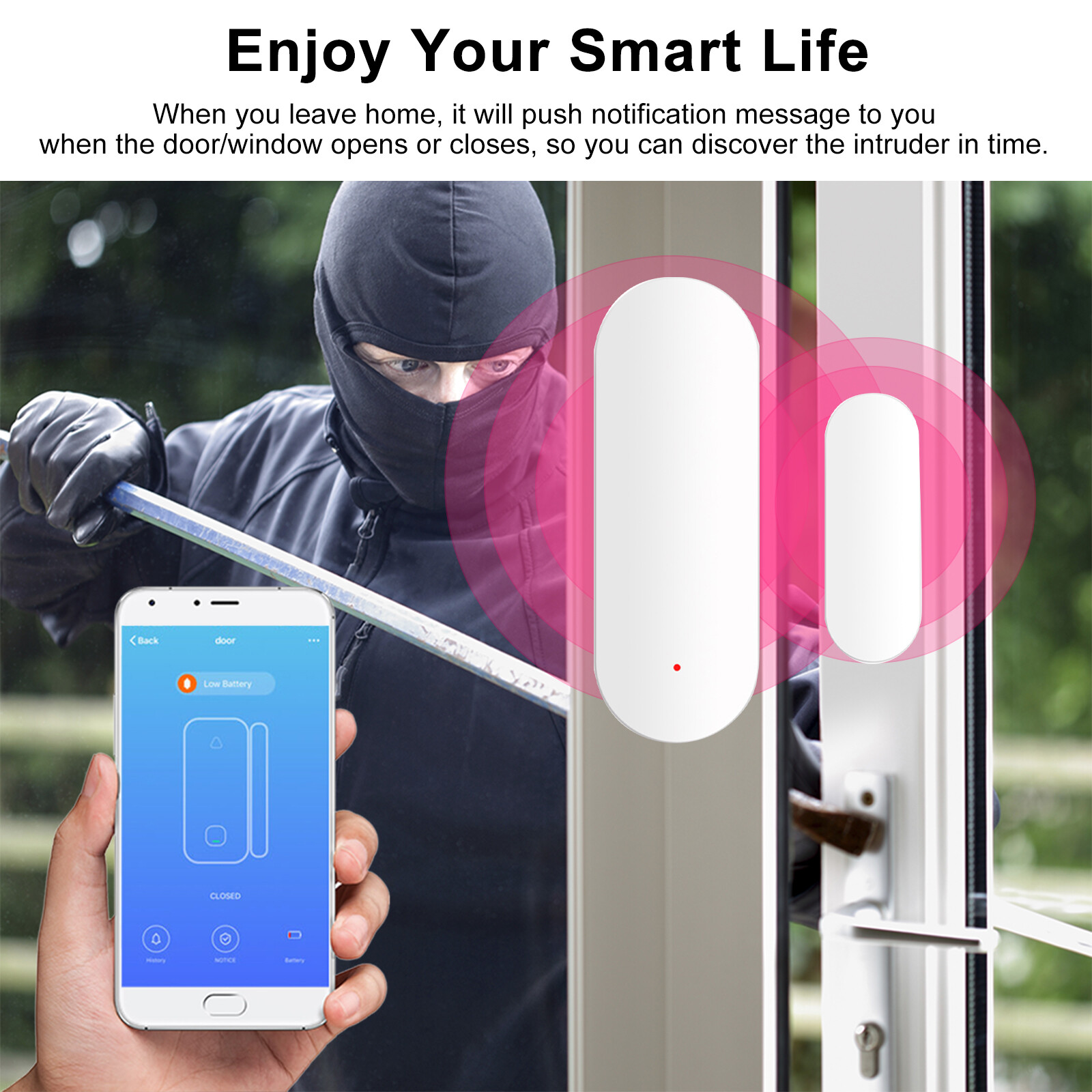KKmoon Cảm Biến Cửa Thông Minh Zigbee Thiết Bị Dò Mở/Đóng Cửa Điều Khiển Ứng Dụng Tuya Công Tắc Điều Khiển Từ Tính Cảm Biến Cửa Sổ Báo Động An Ninh Nhà Thông Minh