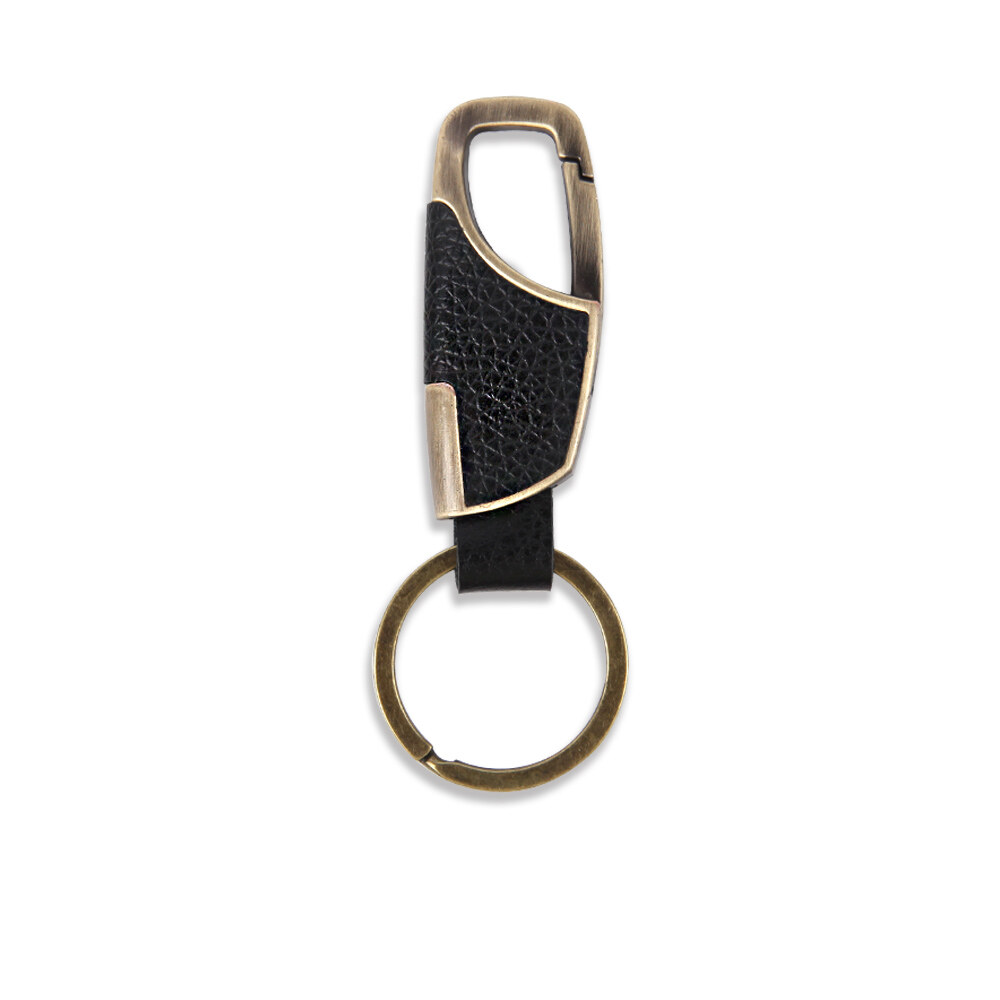 Luxury Black PU Leather Keychain Classic Men Business Metal Car Key Holder Automotive Accessories