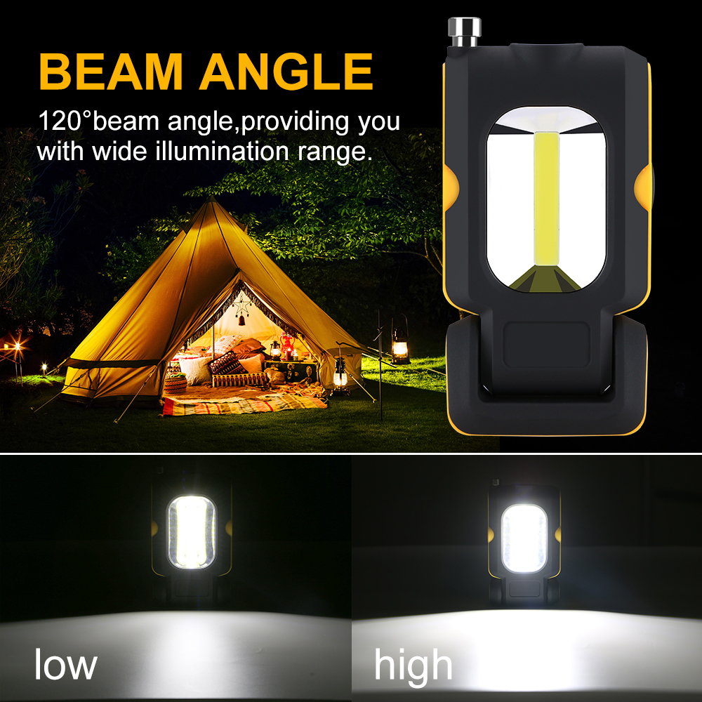 ✈Nam Châm Mạnh Mẽ COB LED Đèn Pin 3 Chế Độ Battery Operated Đèn Làm Việc Nam Châm Mini Chiếu Sáng LED Torch Đèn