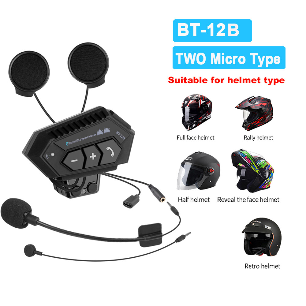 BT-12B Motorcycle Helmet Headset Bluetooth CSR Intercom for