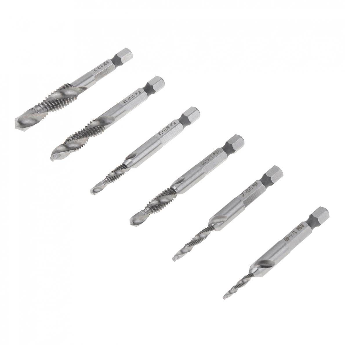 ChgImposs Bộ Mũi Khoan HSS Phủ Titan Ren Hệ Mét 6 Cái Thân Lục Giác 1/4 Inch Mũi Khoan Kết Hợp Mũi Khoan
