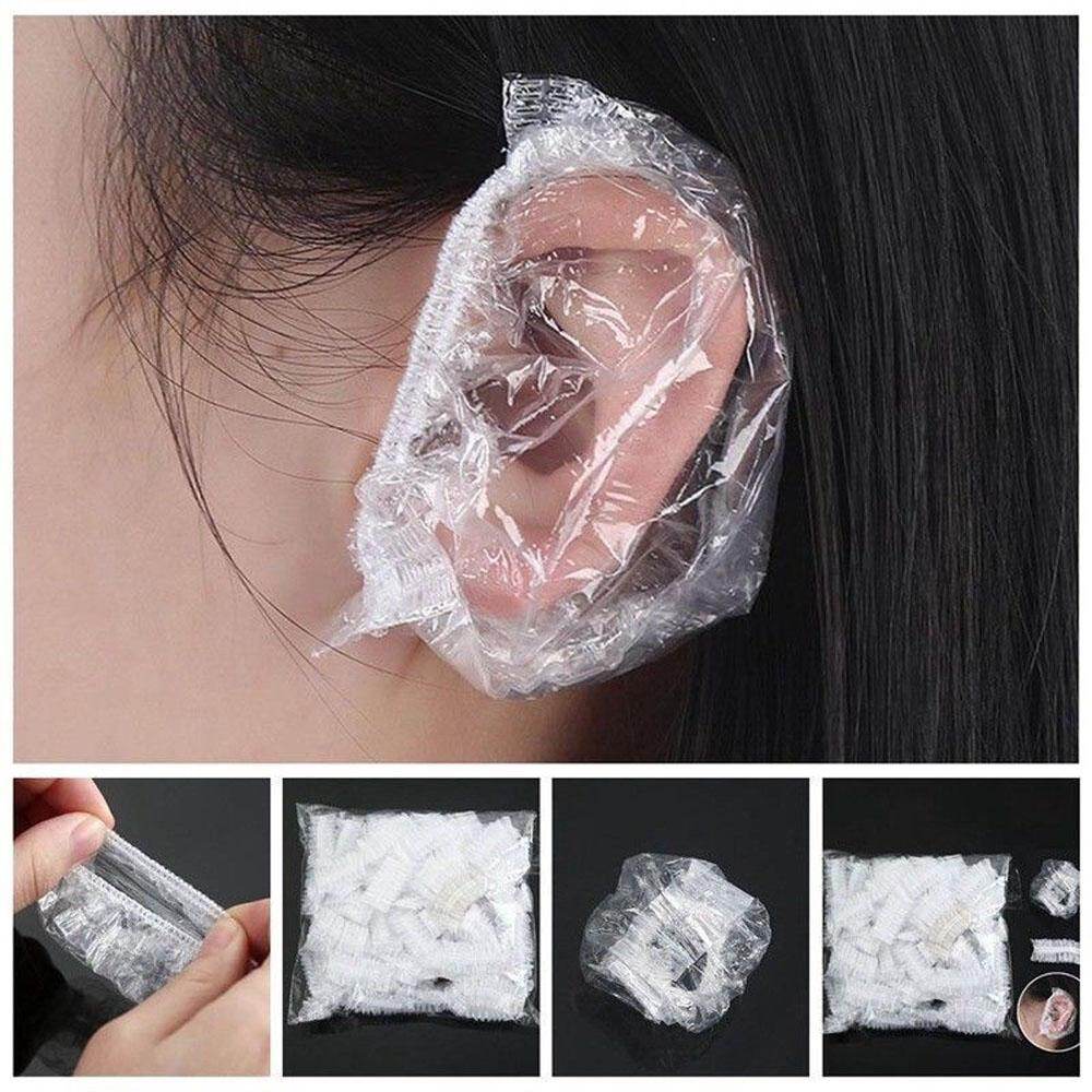 50/100pcs Disposable Waterproof Ear Cover Bath Shower Salon Ear Protector Cover Caps Dyeing Hair One-off Earmuffs