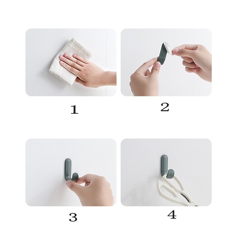 Móc Treo Tường Màu Kẹo Hình Chữ J/Móc Treo Cửa Tự Dính/Móc Treo Tường Không Đinh Cho Nhà Bếp Phòng Tắm Văn Phòng