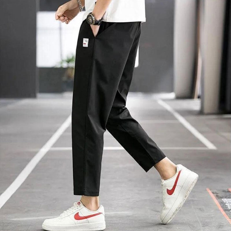 Men Pants Korean Ankle Pants Casual Pants Summer Slim Fit Trousers Cropped Trousers