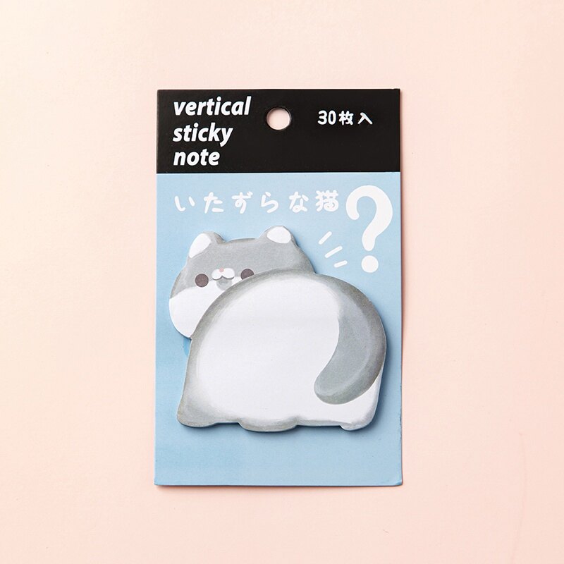 30 Sheets Cute Cartoon Pet Butt Shape Sticky Notes Student Tearable Memo Pad