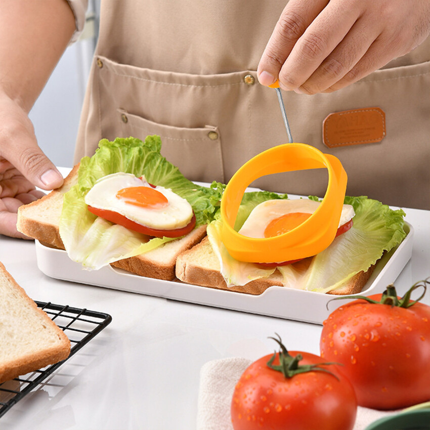 1 Cái Khuôn Trứng Chiên Khuôn Ốp La Tiện Lợi Hình Tròn Hai Mặt Công Cụ Silicone Khuôn Bánh Kếp Khuôn Chảo Rán Phụ Kiện