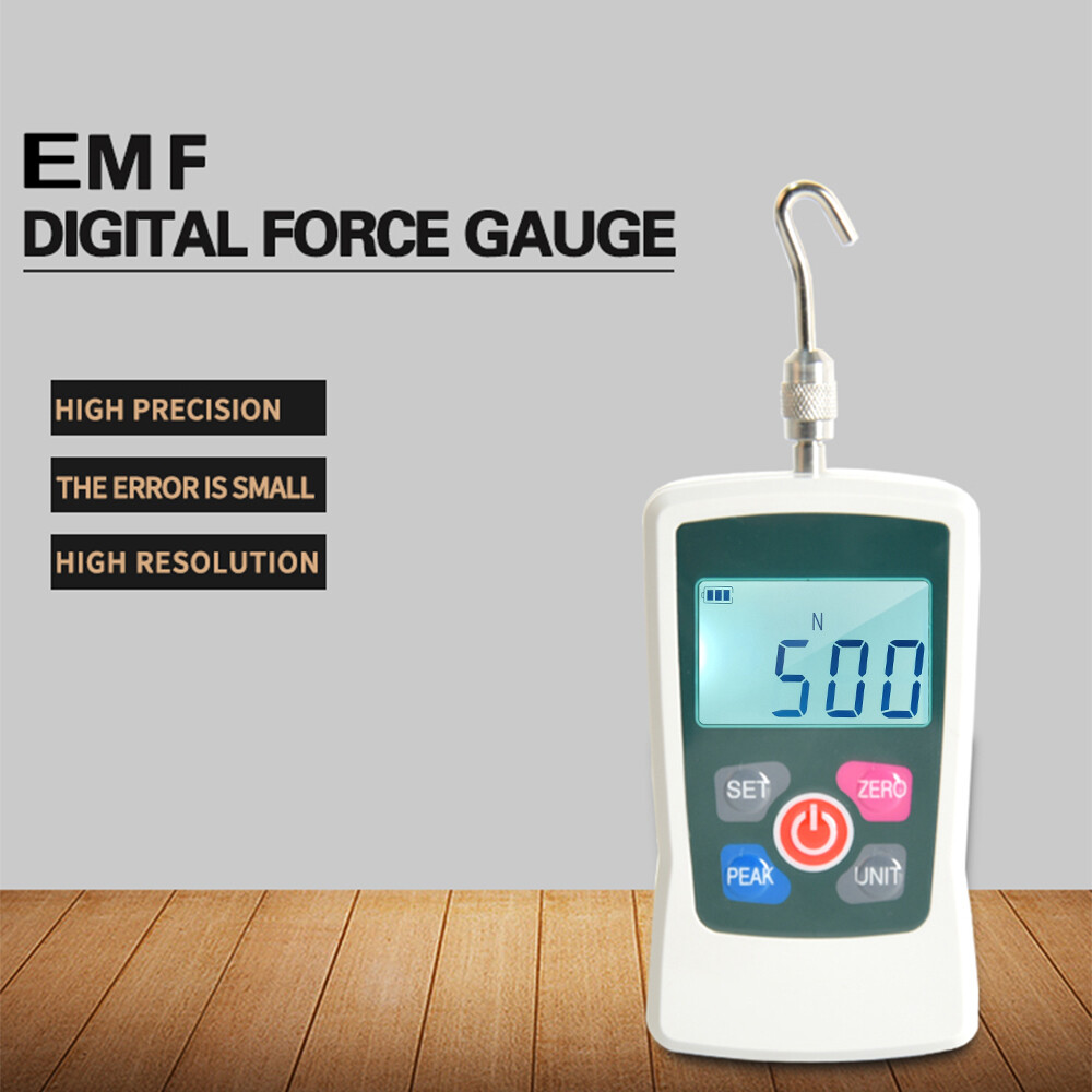 Smart Sensor Digital Force Gauge 500N/ 50kg/ 110Lb/ 1760oz Portable Push Pull Force Meter Unit Switchable Backlit Mini Dynamometer with 6 Fixture Heads, Storage Case, Auto Power off