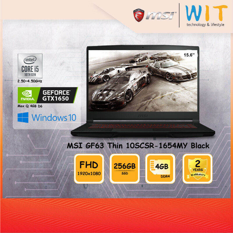 MSI Gaming Laptop GF63 Thin 10SCSR-1654MY /Intel Core i5-10300H 2.50~4.50GHz/4GB DDR4/256GB SSD/15.6FHD/NVD GTX1650 Max Q 4GB D6 Malaysia