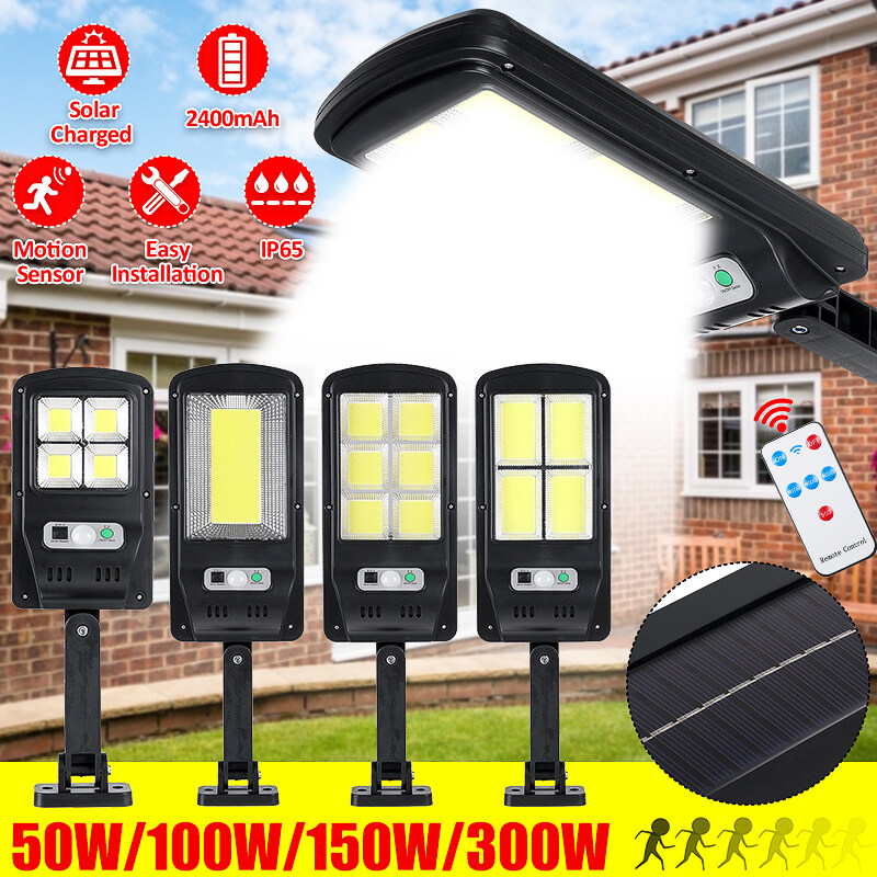 Năng Lượng Mặt Trời 50/100/150/300W COB LED Đèn Đường Không Thấm Nước IP65 Cảm Biến Cơ Thể Con Người Có/Không Có Điều Khiển Từ Xa Giá Treo Đèn Tường Cho Vườn Ngoài Trời đèn ngủ