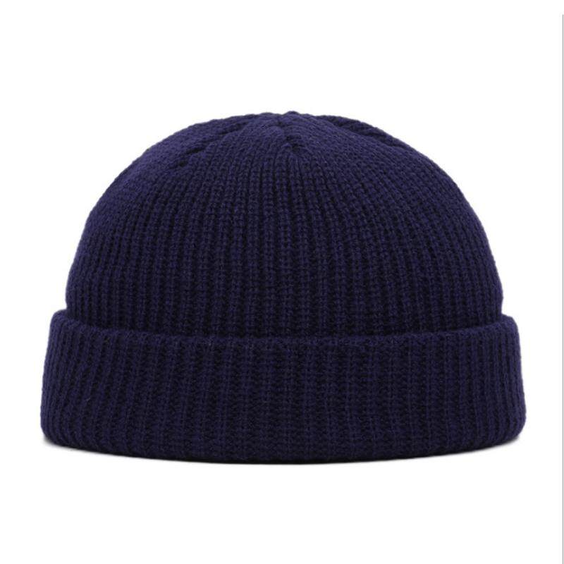 Men Women Winter Plain Beanie Warm Hat Ribbed Turn Ski Fisherman Cap Docker Hat