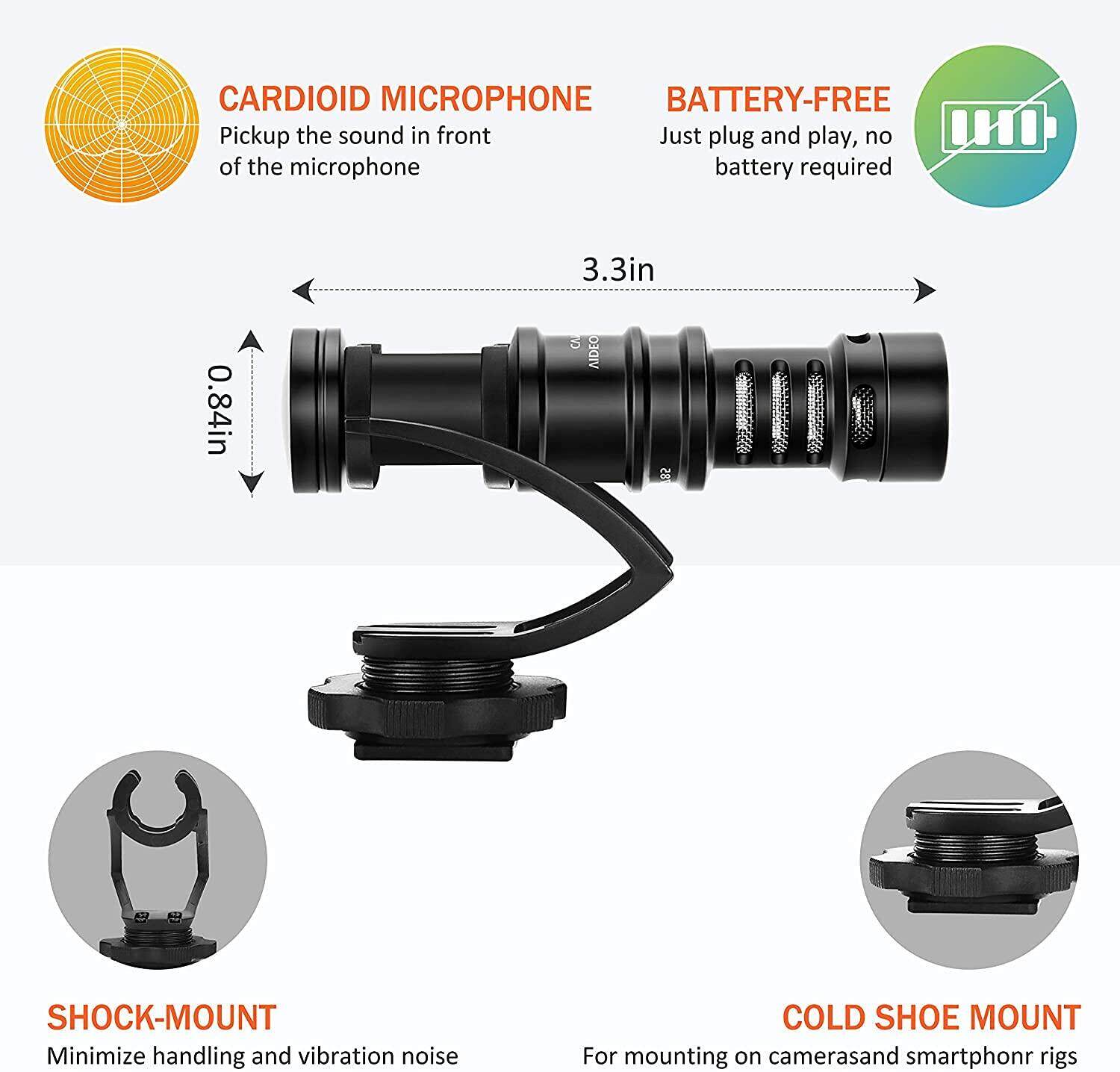 Comica CVM-VM10-K2 Smartphone Microphone with Tripod, On Camera Video Mic for iPhone and Android Phone, Vlogging Kit for Youtube Recording Tiktok