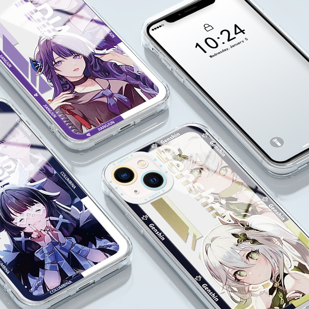Ốp lưng Hontinga cho Xiaomi Redmi Note 11t Pro + Note 11S Redmi Note 11 Pro 5g Note 12 Pro 4G Redmi Note 8 Pro Note 9 Note 9t Note 12 4g Ốp Ốp trong suốt xuyên thấu genshin Impact silicon mềm bọc hoàn toàn cao su trường hợp Ốp điện thoại softcase cho cô