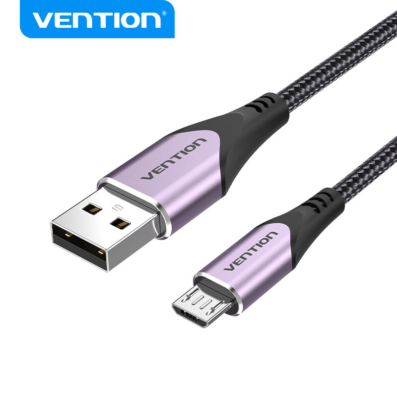 Vention Cáp Micro USB sạc nhanh 3A Nylon Bộ sạc bện cho Android sạc nhanh cáp truyền dữ liệu 0.25M 0.5M 1m 2m cho samaaung Xiaomi điện thoại di động hệ điều hành Android Máy tính bảng micro dây USB