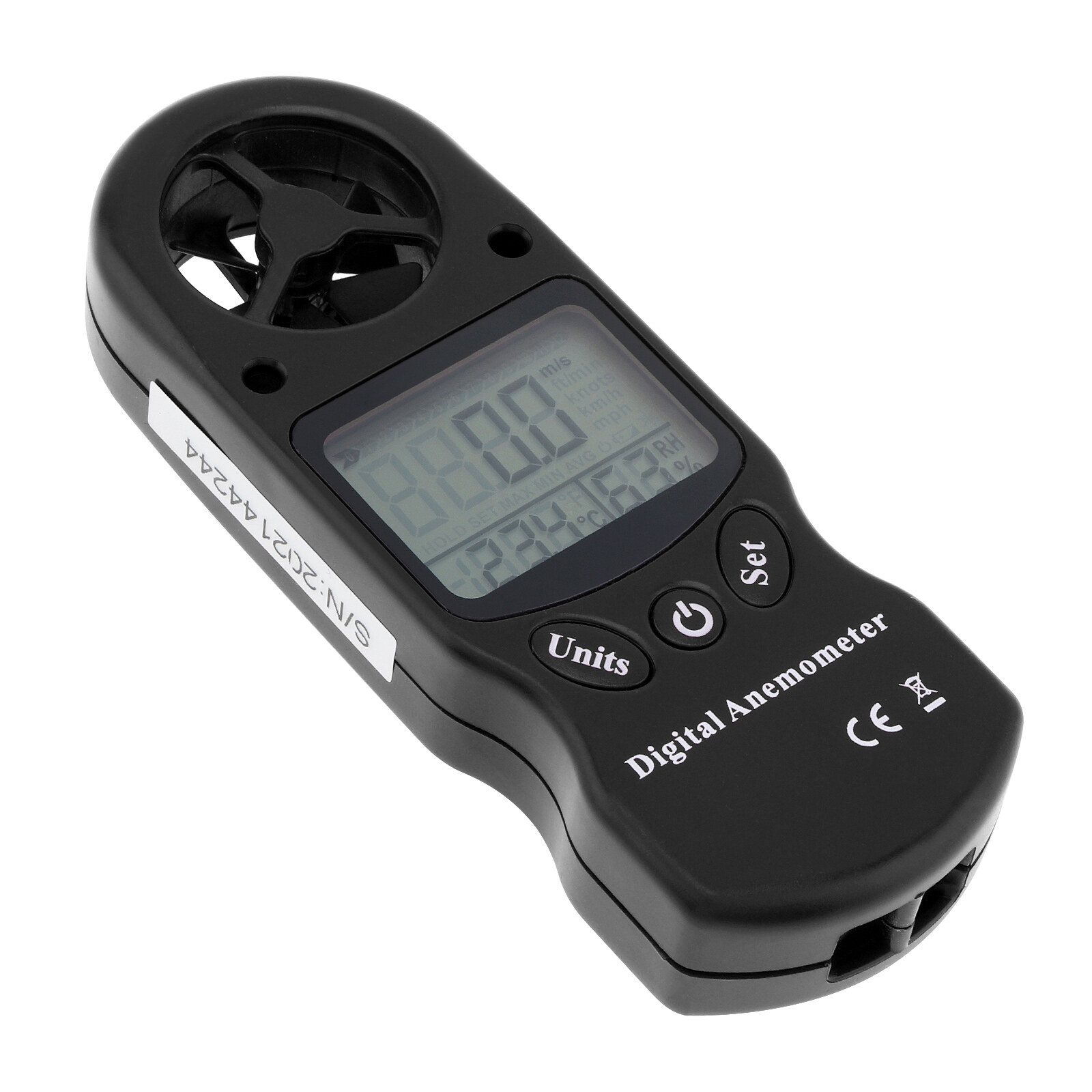 3 In 1 Digital Anemometer Handheld Wind Speed Meter with Temperature and Humidity