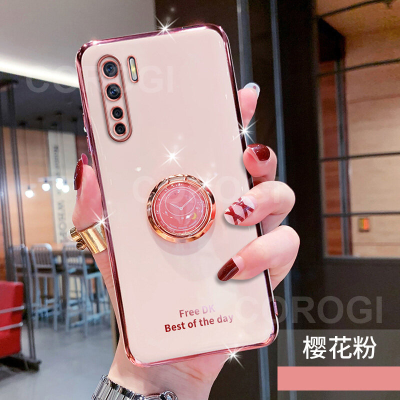 Dành Cho OPPO Reno3 / OPPO Ốp Lưng A91 + Giá Đỡ Nhẫn Giá Đỡ Ngón Tay, Ốp Mạ Siêu Mỏng Sáng Bóng Sang Trọng Ốp Lưng Điện Thoại Bằng Silicon TPU Mềm Vỏ Bảo Vệ Chống Sốc Cho Nữ Nữ