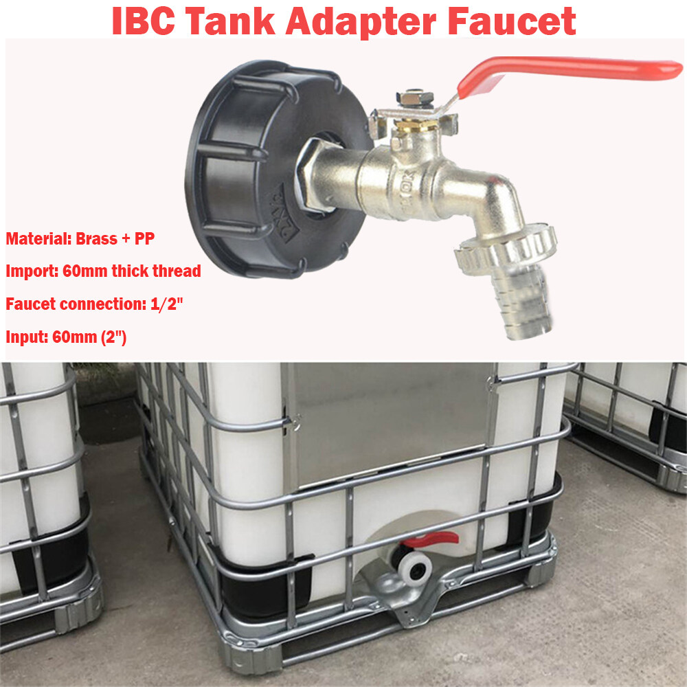 IBC Tank Cap S60x6 Outlet Hose Fitting//Connector//Adapter with 1//2/" 3//4/" 1/" Tap
