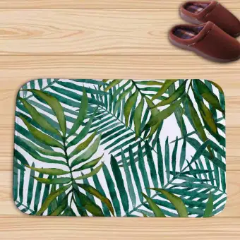 Hand Painted Watercolor Palm Tree Leaves Doormat Welcome Door Mat