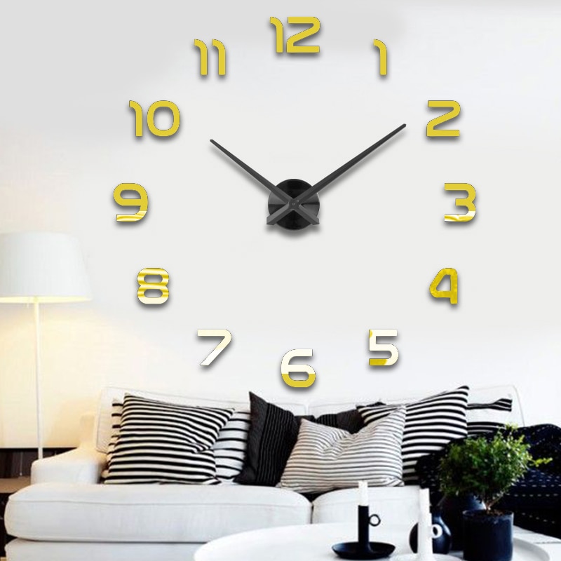 40*40Cm Miếng Dán Tường Đồng Hồ Số Lớn Mặt Gương 3D Tự Làm, Trang Trí Nội Thất Hiện Đại Đề Can Dán Tường Bằng Nhựa Vinyl Có Thể Tháo Rời