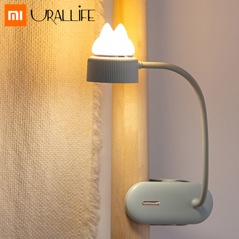 XiaoMi Mijia URALLIFE Clip Lamp LED Desk Bedside Lamp Portable 360 ° Bending USB Charging Folding Clip Table Lamp Light Three-speed Eye Protection Adjustable Cat Reading Night Light For Home Bedroom
