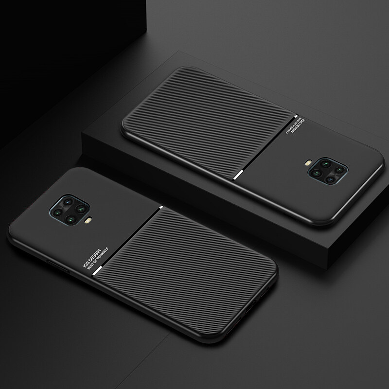 Hontinga For Xiaomi Redmi Note 9S Case Xiaomi Redmi Note 9 Pro Case Slim Leather Texture Casing Fahion Slim Matte Protective Phone Case Cove Shockproof Cases Coque   Handphone Case