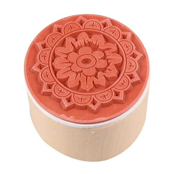 Practical 6 in 1 Round Wooden Rubber Retro Floral Pattern Stamps