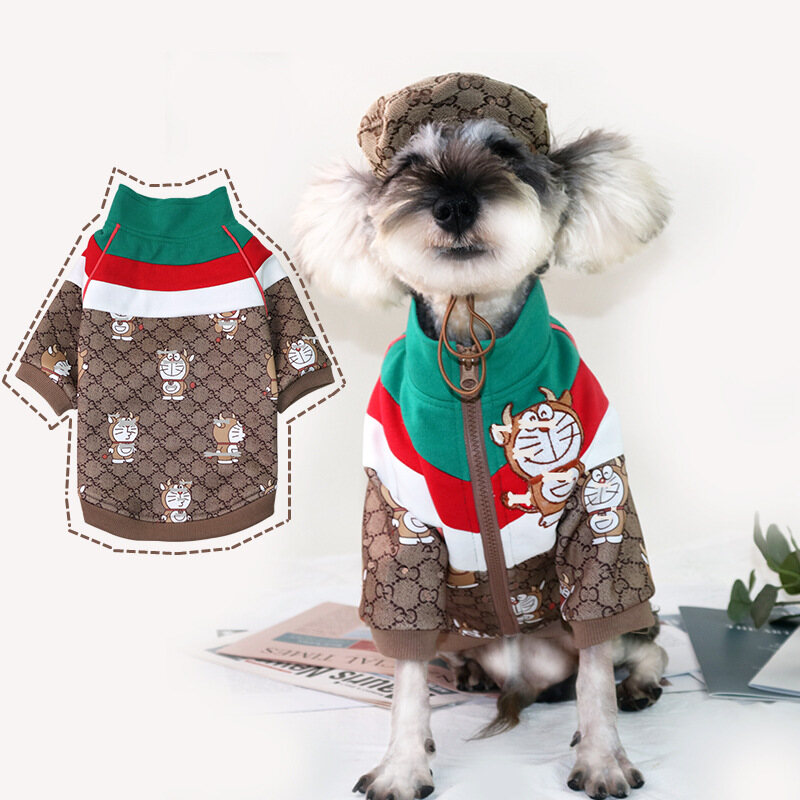 DY Loving Dog Jacket Cat Coat Pet Costume Shihtzu Woolbreaker Tide Brand Berets Doraemon Turtleneck Zipper Pet Hoodie within 14kgs