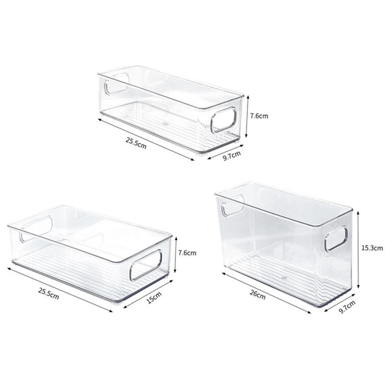 Hộp xếp đồ thức ăn tủ lạnh bằng nhựa trong suốt có 3 kích cỡ