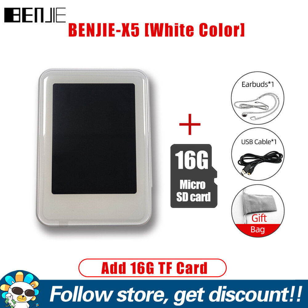 BENJIE X5 Bluetooth MP3 MP4 Player With Built-in Speaker Portable Walkman Touch Screen MP3 Music Player Bluetooth 5.0 Audio Player With FM Radio Voice Recorder Video Picture Review Support TF SD Card Up to 128GB