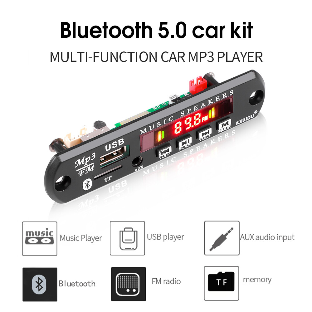 Bluetooth 5.0 MP3 Decoder USB MP3 Player Decoding Board Module 5V 12V Support WMA WAV TF Card USB FM For Car