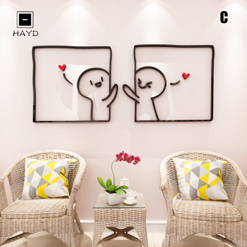 Hayd 【Cod】 DIY Acrylic 3D Miếng Dán Tường Nghệ Thuật Phòng Ngủ Trang Trí Nội Thất Tự Dính Có Thể Giặt Được Trong Kho