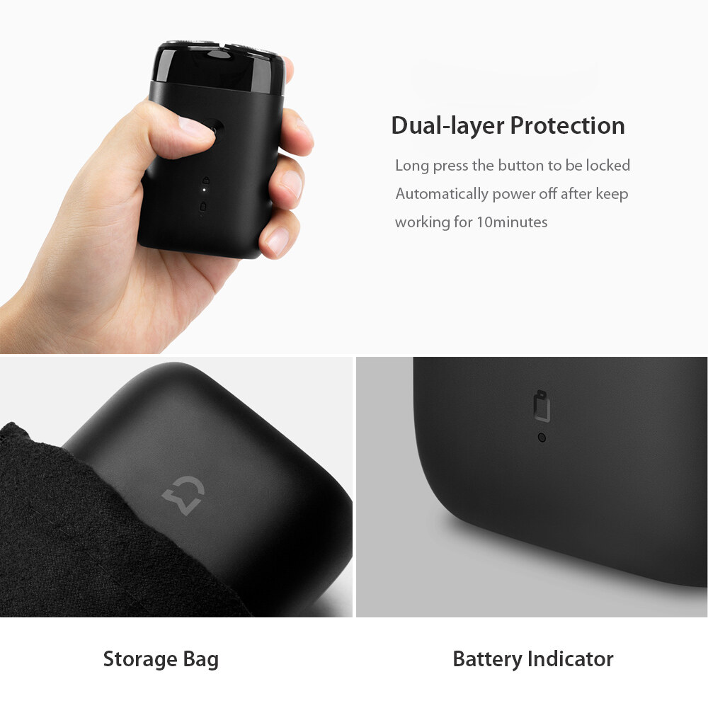 KKnoon Máy Cạo Râu Điện Xiaomi Mijia, Dao Cạo Khô Ướt Chống Nước 2 Đầu Nổi Lưỡi Tròn Đôi Máy Cạo Râu Sạc USB, Dành Cho Nam