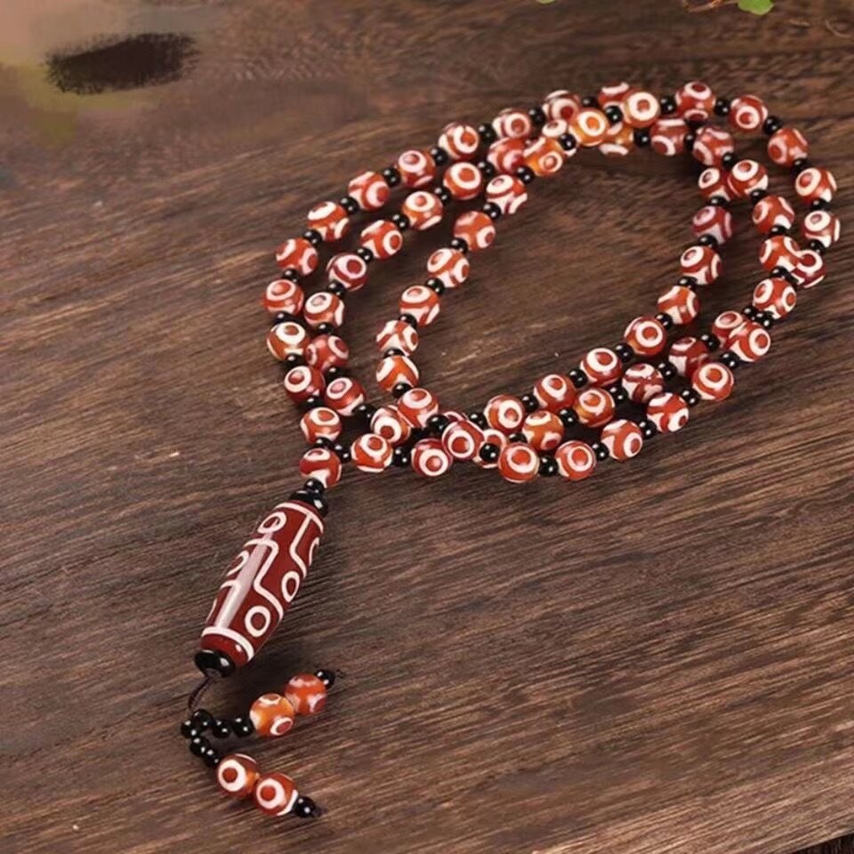 Tibet bead Necklace Agate Necklace Buddha bead three Eye Necklace nine Eye Pendant Necklace sweater chain