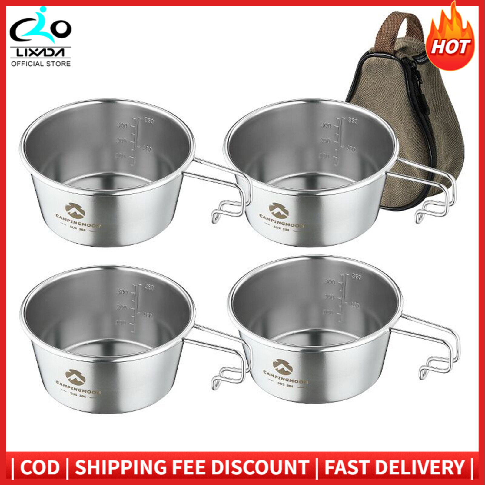Outdoor Stainless Steel 450ml Sierra Bowl Picnic Tableware Portable Barbecue Hiking Camping Cup Picnic Cookware With Storage Bag