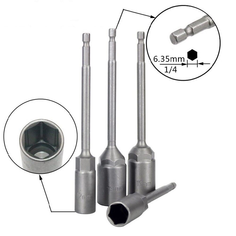 Toolstar 1Pcs 150mm Extension Socket Wrench Hexagon Nut Driver Drill Bit Adapter 5.5-19mm