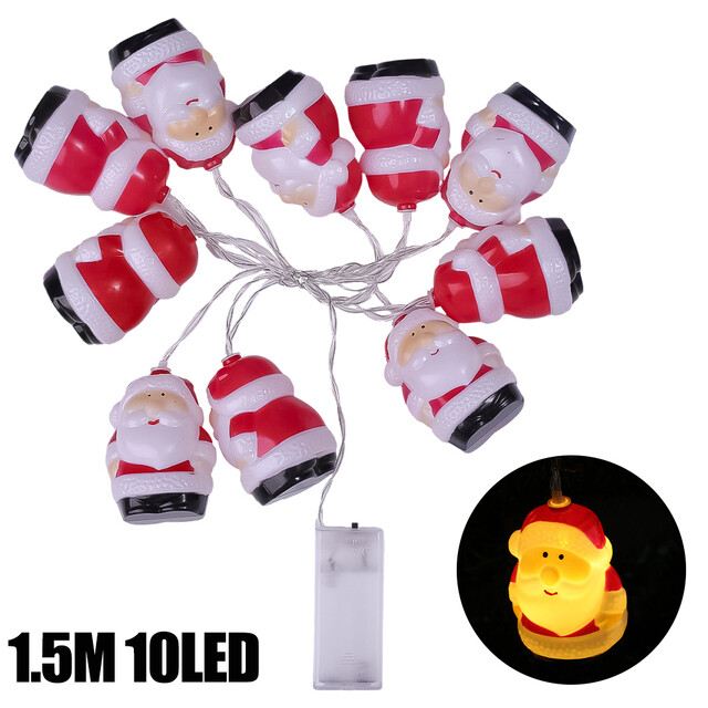 1.5M/10LED Christmas Decorative String Lights Santa Claus Snowflake LED String Lights for Garden New Year