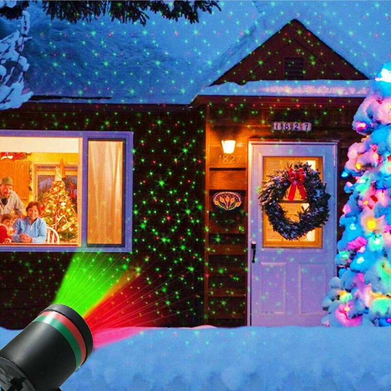 Outdoor Red Green Holiday Projection Light Christmas Laser Projector Lamp Garden Full Sky Star Laser LED Disco Stage Lawn Light