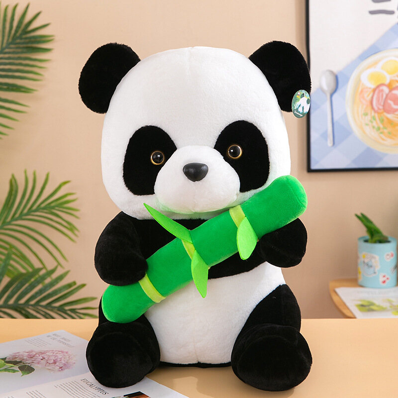 LS Panda doll cute holding bamboo panda plush toy girl throw pillow