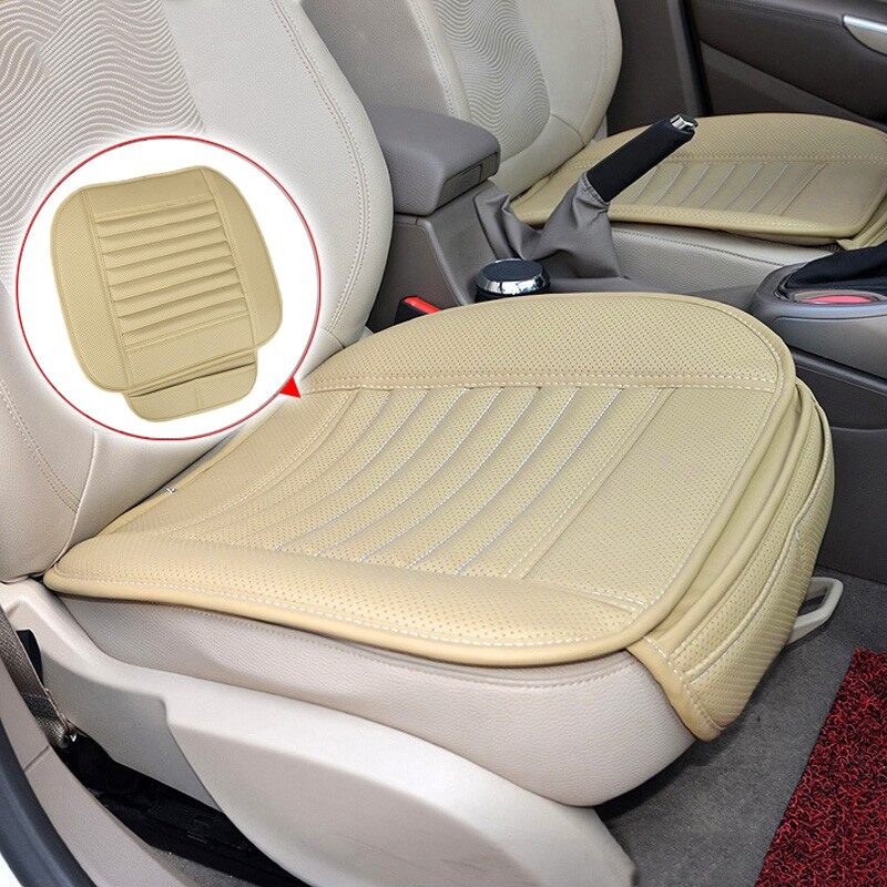 Four Seasons Carbon Car Seat Cushion Front Mat PU Leather Pad 1pc Auto