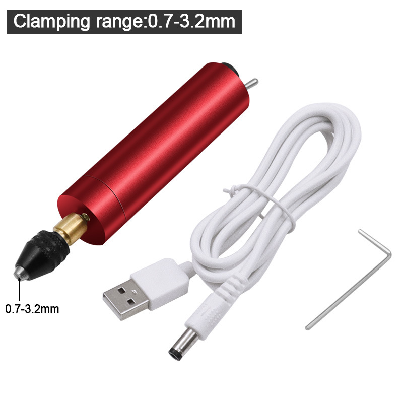 Red Electric Grinder Grinding Polishing Mini Small Hand Drill USB Engraving Pen
