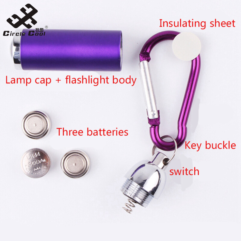 Led Zoom Mini Flashlight Telescopic Strong Light Torch With Keychain Pendant Creative Mountaineering Buckle Gift