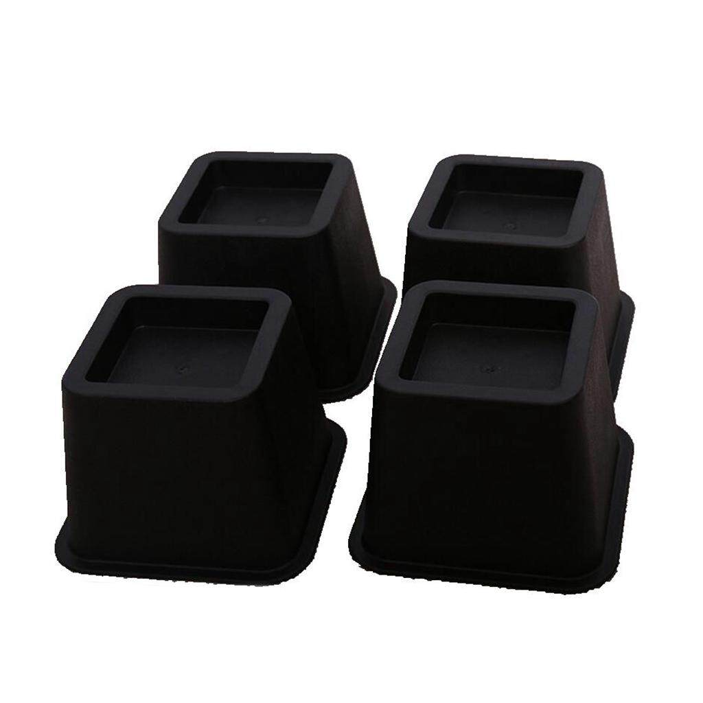 Bed Risers 4 Piece Black Frame Stable Furniture Table Lift Storage Under Bed